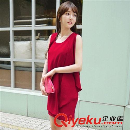 廣州韓國品牌女裝批發(fā) 夏季新款雪紡無袖真絲連衣裙 小禮服1006原始圖片2