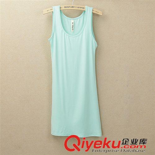 2014夏季新款女裝 韓版純色長(zhǎng)款女式背心T恤清涼上衣短T衫 A442