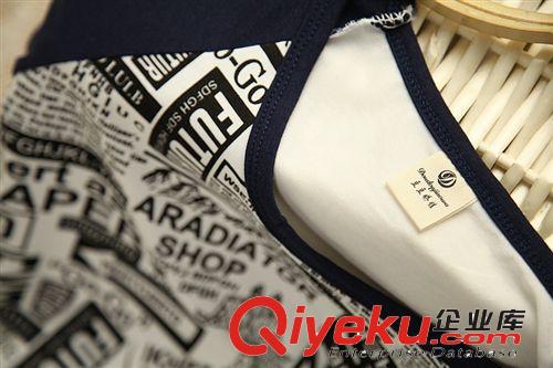 2014春裝新品 簡(jiǎn) 約百搭圓領(lǐng)印花女式修身短袖插肩T恤A042