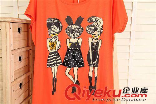 春夏新品 2013歐美時(shí)尚百搭圓領(lǐng)印花大碼女式短袖T恤蝙蝠衫T280