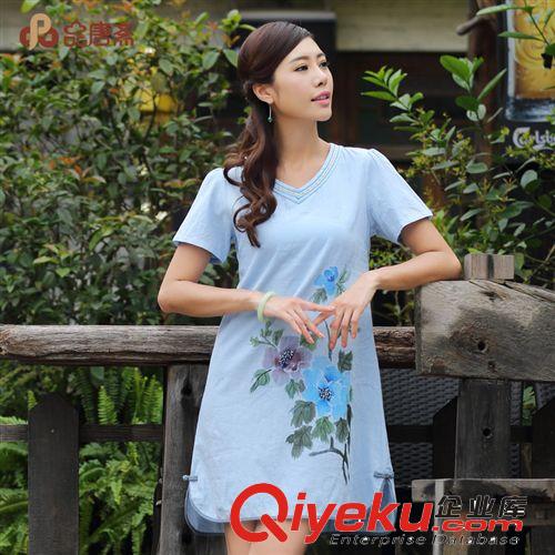 供應 中國風棉麻連衣裙 品唐齋民族風女裝 手繪夏裝連衣裙L14307原始圖片2