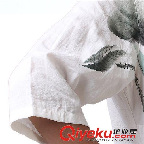 手繪旗袍上衣款棉麻大碼中式女裝改良漢服批發唐裝女士夏裝原始圖片3