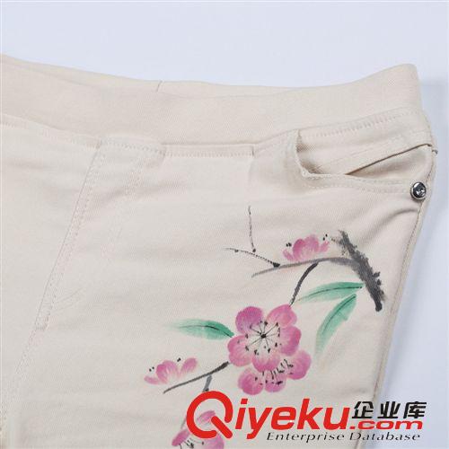 休閑褲小腳五分褲2014夏季新款女褲民族風(fēng)褲子中褲修身彈力直筒褲原始圖片3