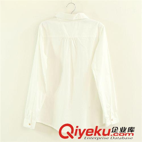 303-0063秋裝新款領(lǐng)子刺繡小熊長袖白襯衫 童真甜美范 百搭襯衣女