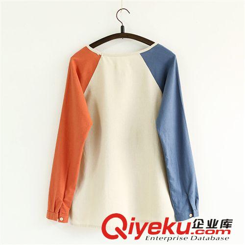 303-0047  2013秋裝新款 森系棉麻圓領(lǐng)撞色精致愛心印花T恤 二43原始圖片3