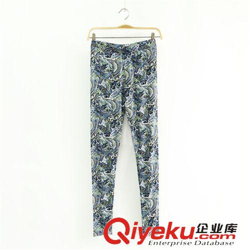 145-0164日系外貿(mào)原單批發(fā)松緊腰彈力顯瘦小腳褲印花莫代爾長(zhǎng)褲秋