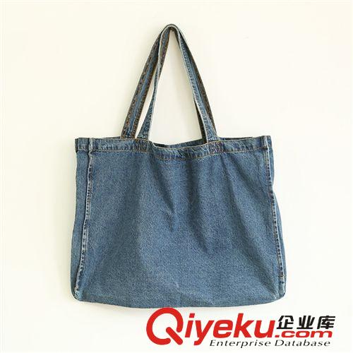 215-0115韓版女式單肩包字母老虎頭印花牛仔包包帆布購物袋大容量原始圖片2