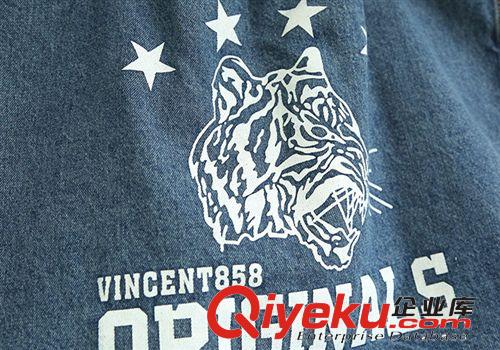 215-0115韓版女式單肩包字母老虎頭印花牛仔包包帆布購物袋大容量原始圖片3