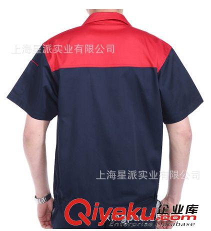 訂做夏季短袖工作服滌棉撞色工程服套裝制作半袖工廠制服廠服訂制原始圖片2