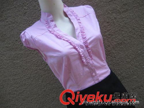 外貿(mào)庫存 微彈 短袖 連體襯衫  女士襯衫