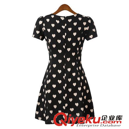 C204-9951A 14夏季新款拉夏貝爾同款桃心印花皮領短袖女式連衣裙原始圖片2