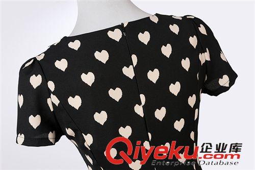 C204-9951A 14夏季新款拉夏貝爾同款桃心印花皮領短袖女式連衣裙原始圖片3