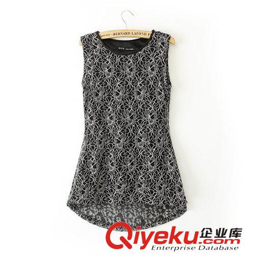 A401-14A1 14夏季新款歐美風蕾絲無袖女式純色小衫原始圖片2