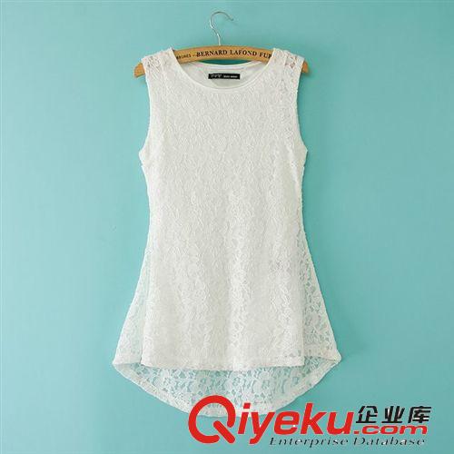 A401-14A1 14夏季新款歐美風蕾絲無袖女式純色小衫原始圖片3