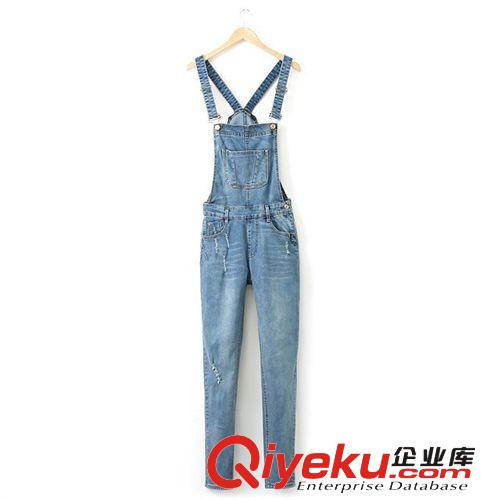 C105-11A1 14秋冬Z@RA同款背帶前口袋女式牛仔連體褲原始圖片2