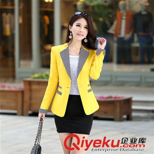 新款春秋韓版修身西服 小西裝女外套裝一?？坌∥餮b外套 J003原始圖片2