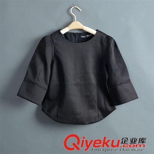 14813-05外貿(mào)女裝批發(fā) 原單女式純色圓領(lǐng)短款長袖小外套原始圖片2