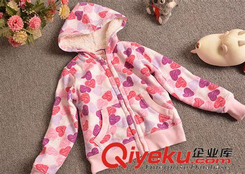 12-4-001外貿童裝批發女童仿羊羔絨拉鏈連帽衛衣