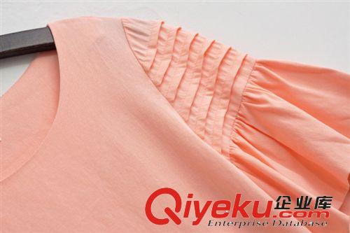夏季新款短袖荷葉邊拼色襯衫襯衣 橘色白色原始圖片3