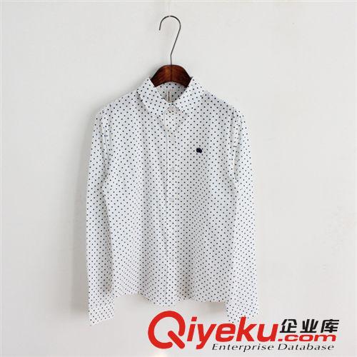 2014春裝新款韓版翻領(lǐng)水玉點(diǎn)點(diǎn)長袖襯衫襯衣原始圖片2