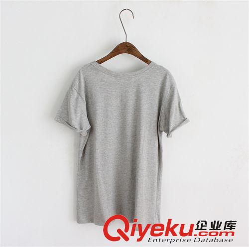 2014夏季新款韓版卡通熊貓長款短袖圓領(lǐng)T恤灰色原始圖片3