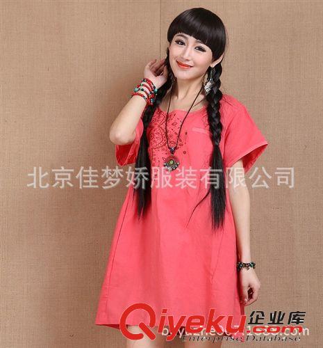 阿一服飾2014年新品民族風(fēng)棉麻百搭印花U領(lǐng)短袖襯衫原始圖片2