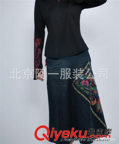 2012新款春裝民族風(fēng)女裝繡邊刺繡做舊休閑牛仔裙半身裙原始圖片2