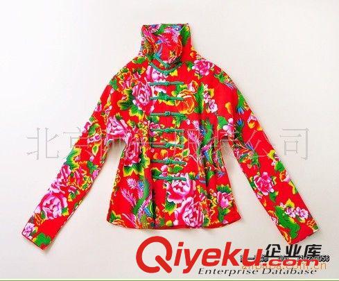 新款 中式 改良 花布 盤扣 棉麻短外套