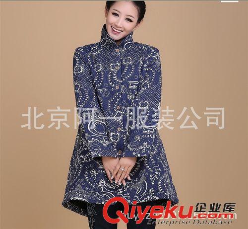 冬季新品 民族風女裝外套 立領拼接長款棉衣棉服原始圖片2