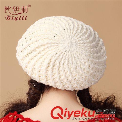 秋冬新款 包郵韓版優雅時尚毛線帽子螺旋紋毛線加厚針織帽貝雷帽原始圖片2