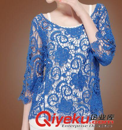 比伊莉2013秋季新款女裝日系甜美毛衣 V領(lǐng)可愛勾花鏤空針織衫