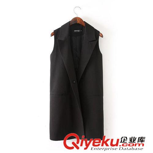 大碼女裝2014歐洲站加大碼西服馬甲中長款外套馬夾背心743-DJ原始圖片2