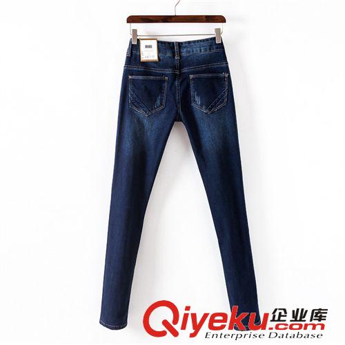 2013秋季新款牛仔褲 批發(fā)女式手工磨破全棉牛仔小腳鉛筆褲922198原始圖片3