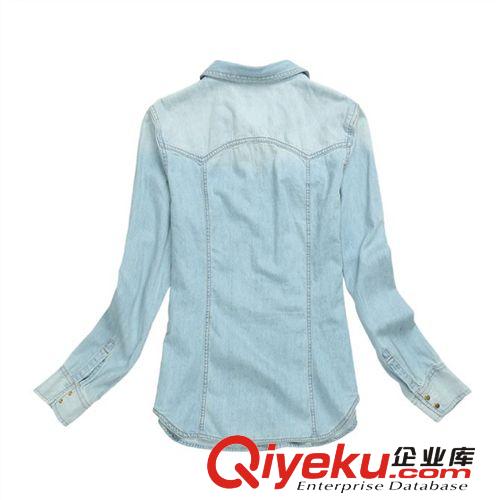 2013秋季新款水洗全棉牛仔襯衫 批發(fā)鉚釘裝飾女襯衫襯衣長袖823J原始圖片2