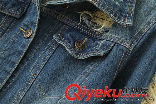 2013秋冬范冰冰同款破洞牛仔外套 牛仔外套批發牛仔衣長袖814566原始圖片3