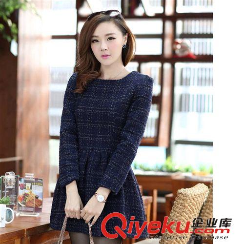 秋冬新款新品 韓版女裝修身大碼胖MM打底裙長袖連衣裙