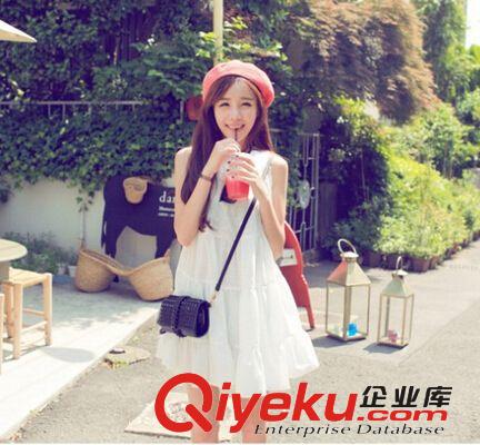 韓國代購 夏日甜美清新小碎花荷葉邊純棉無袖背心連衣裙原始圖片2
