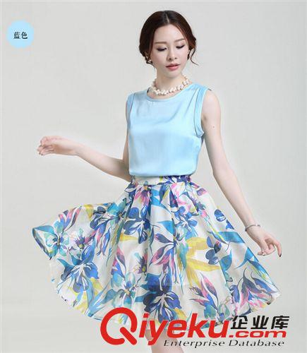 夏季新款 韓國代購 韓版雪紡背心+歐根紗半身裙兩件套原始圖片2