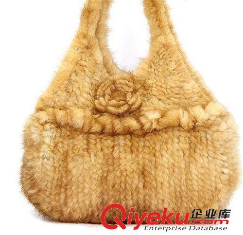 精致女人韓版淑女花朵毛毛包 單肩皮草女包 水貂毛編織包 單肩包原始圖片2
