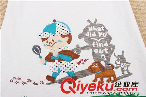 2014rough新款zt小狗圖案卡通貼布刺繡打底T恤