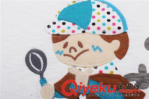2014rough新款zt小狗圖案卡通貼布刺繡打底T恤