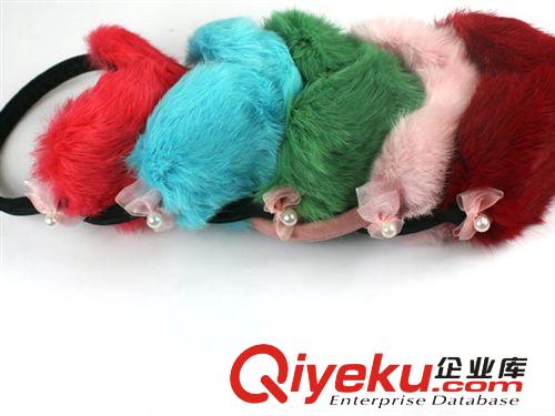 2014 兔毛耳罩【妍莉皮草】可愛(ài)女兔毛皮草珍珠護(hù)耳真毛耳罩 真毛原始圖片2