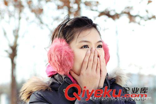 兔毛耳罩【妍莉皮草】長期廠家直銷 四面毛麂皮絨架子 多色耳罩