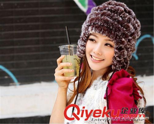 冬季帽子女皮草手工編織塔獺兔毛 風(fēng)雪護(hù)耳帽子反季tj批發(fā)