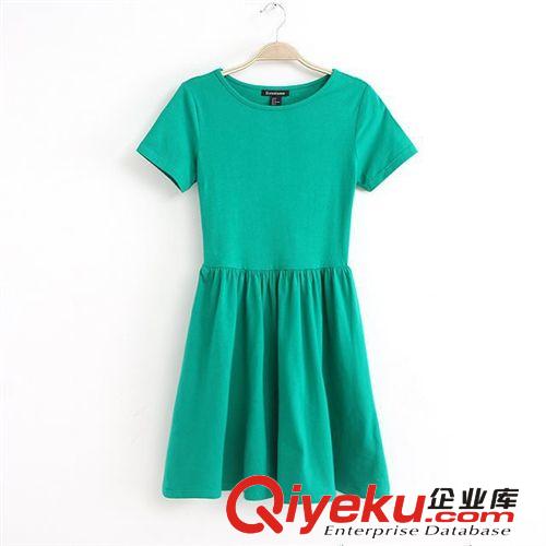 2014夏季女裝批發(fā)歐美新款gd連衣裙純色時(shí)尚百褶打底連衣短裙原始圖片2