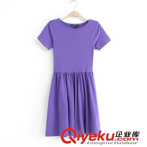 2014夏季女裝批發(fā)歐美新款gd連衣裙純色時(shí)尚百褶打底連衣短裙原始圖片3
