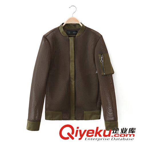 2014秋季女裝新款 歐美風(fēng)個性網(wǎng)眼女式飛行夾克外套4509原始圖片2