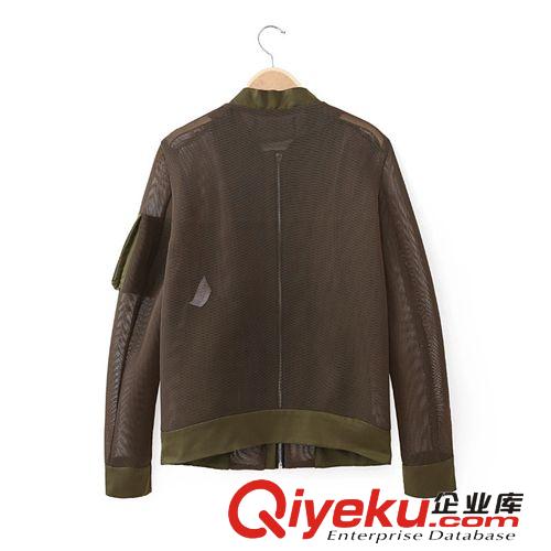 2014秋季女裝新款 歐美風(fēng)個性網(wǎng)眼女式飛行夾克外套4509原始圖片3