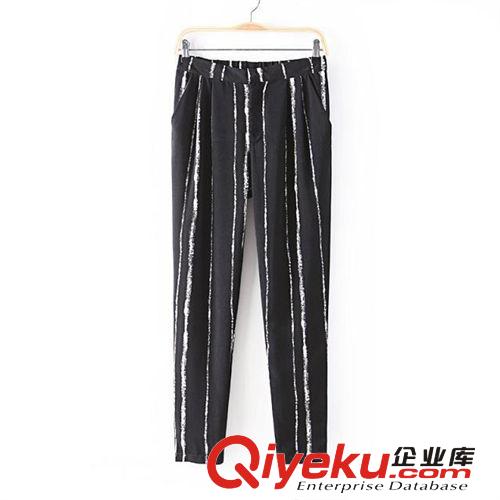 2014新款 女褲批發(fā) 粉筆畫條紋休閑褲 女式褲子4001原始圖片2