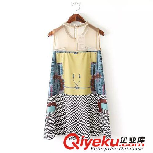 2014夏季女裝 歐美專柜dp 對(duì)稱印花背心連衣裙3851原始圖片3
